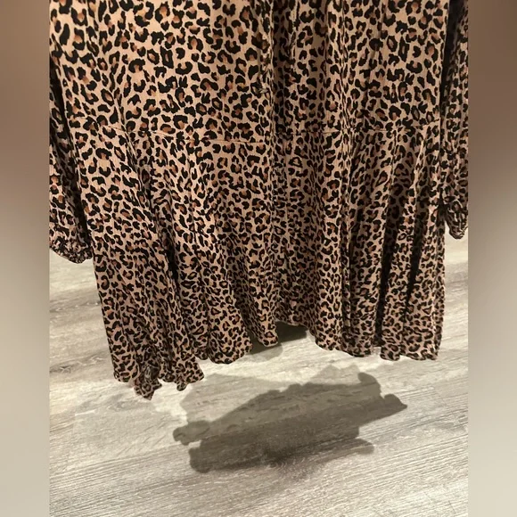 Kori Women’s plus-size Tan/Black Cheetah-print Balloon-sleeve Mini Dress❤️❤️2X - Picture 7 of 8